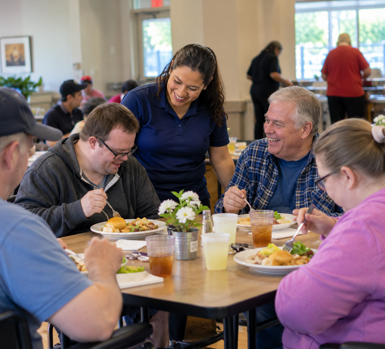 warm community dining gathering